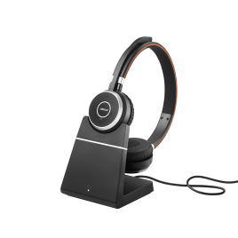 Jabra Evolve 65+ Stereo Wireless Bluetooth Headset with charging stand