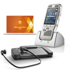 Dictation Transcription Starter Kit - Philips DPM8000 Dictation Voice Recorder : Phiips LFH7277 Transcription Kit : USB Foot Pedal : Transcription Headset